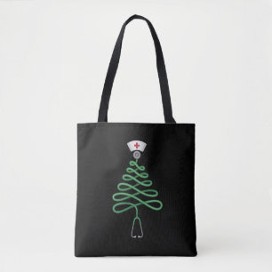Stethoscope Christmas Tree Nurse Scrub Xmas  Tote Bag