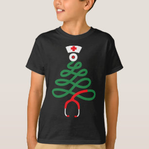 Stethoscope christmas tree nursing funny nurse rn  T-Shirt