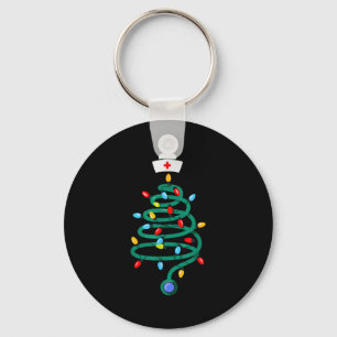 Stethoscope Christmas Tree Registered Doctor Nurse Keychain