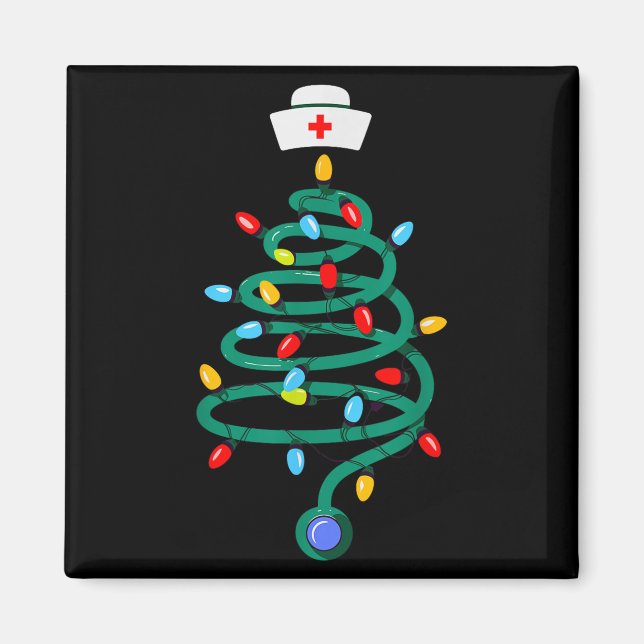 Stethoscope Christmas Tree Registered Doctor Nurse Magnet (Front)