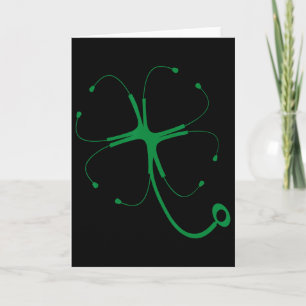 Stethoscope Clover Lucky St Patricks Day Funny Doc Card