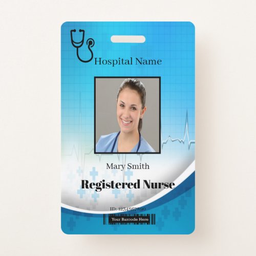 Stethoscope Cross Medical Vertical Photo ID Badge