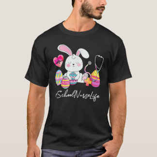 Stethoscope Cute Bunny School Nurse Life Easter Ch T-Shirt
