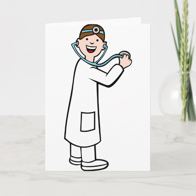 Stethoscope Doctor Cartoon Character Card (Front)