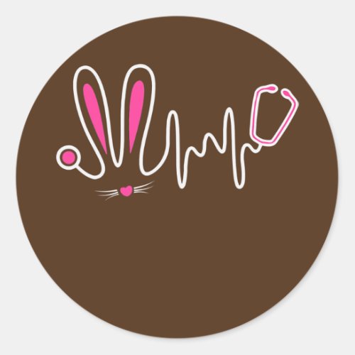 Stethoscope Easter Bunny Nurse Doctor Egg Ears Classic Round Sticker