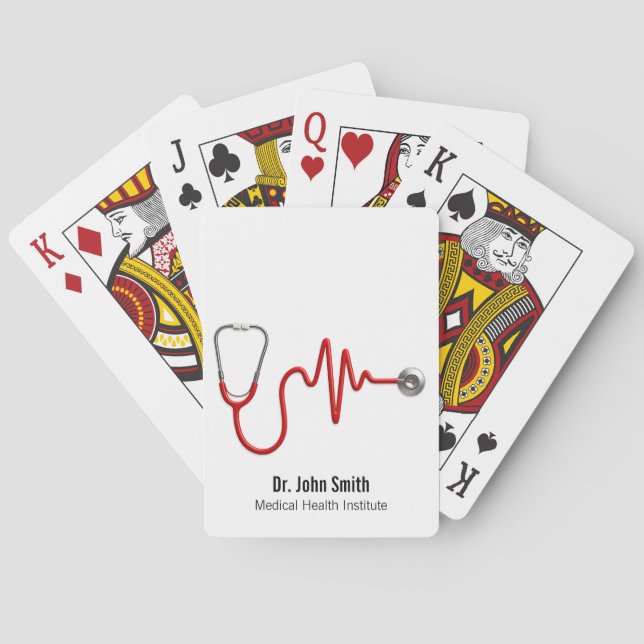 Stethoscope ECG Wave EKG Medical Heartbeat Line Poker Cards (Back)