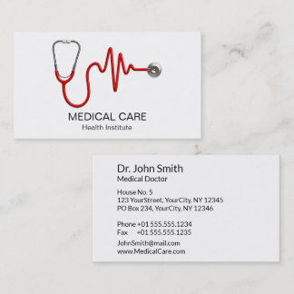 Stethoscope ECG Wave Medical EKG Heartbeat Line Business Card