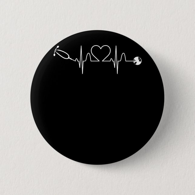 Stethoscope EKG Heartbeat Nurse Heart Hospital Button (Front)