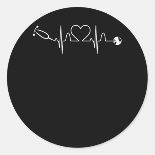 Stethoscope EKG Heartbeat Nurse Heart Hospital Classic Round Sticker