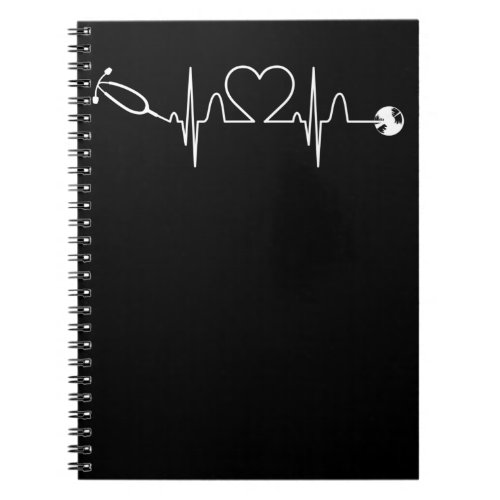 Stethoscope EKG Heartbeat Nurse Heart Hospital Notebook
