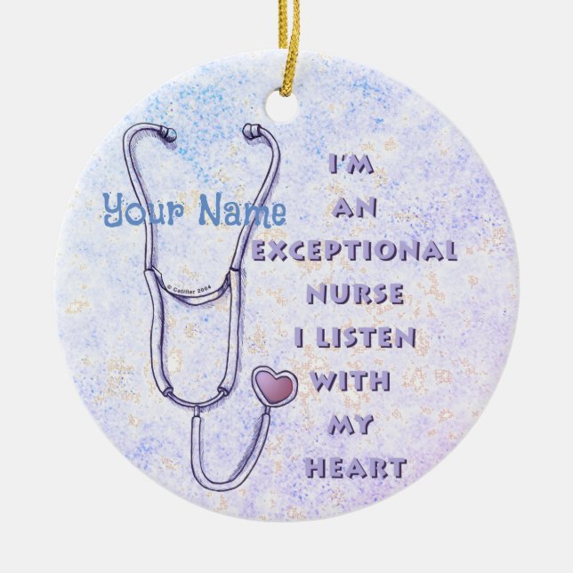 Stethoscope exceptional nurse  ceramic ornament (Front)