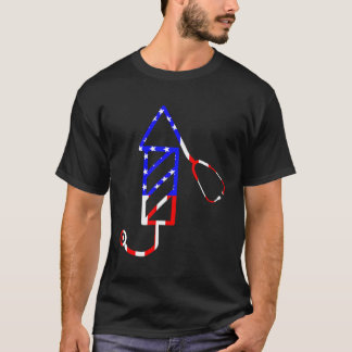 Stethoscope Fireworks 4Th Of July American Flag Nu T-Shirt