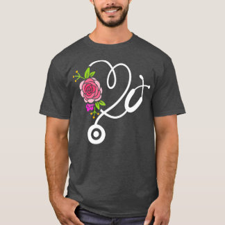 Stethoscope Flower Doctor Nurse Physical T-Shirt