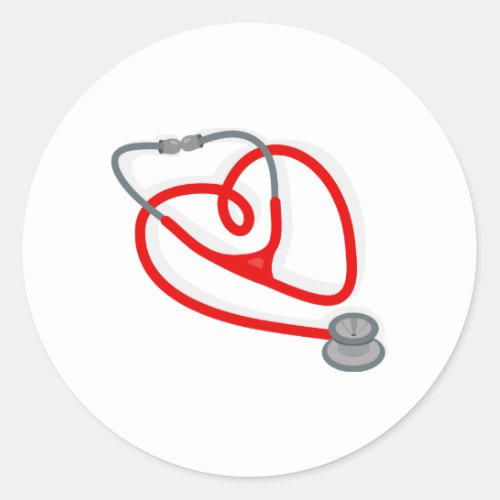 Stethoscope Heart Classic Round Sticker