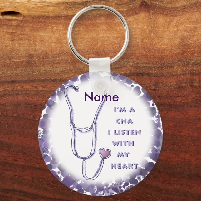 Stethoscope Heart CNA Nurse Keychain (Front)