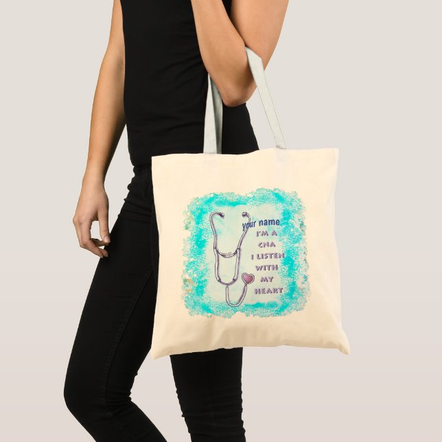Stethoscope Heart CNA Nurse Tote Bag (Front (Product))