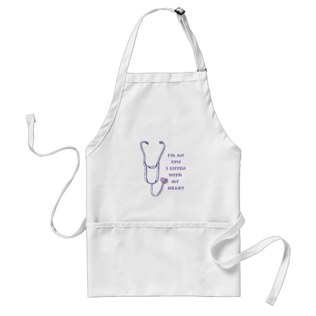Stethoscope Heart LVN Nurse Adult Apron (Front)