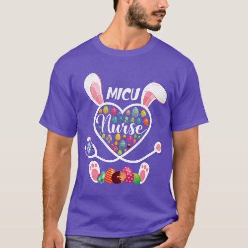 Stethoscope Heart MICU Nurse Easter Bunny MICU T_Shirt