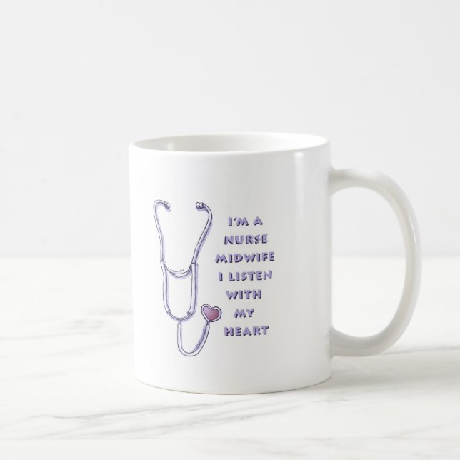 Stethoscope Heart Midwife Nurse Coffee Mug (Right)
