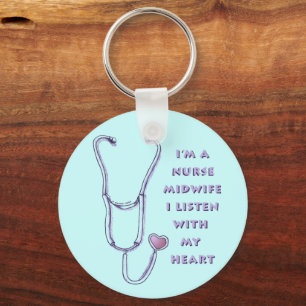 Stethoscope Heart Midwife Nurse Keychain