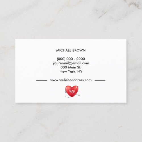 Stethoscope Heart Nurse Doctor Medical Business Card