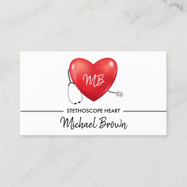 Stethoscope Heart Nurse Doctor Medical Business Card