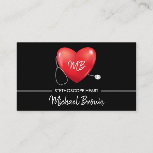 Customizable Stethoscope Heart Nurse Doctor Medical Health Business Card