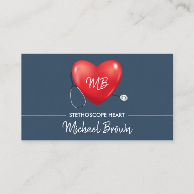 Stethoscope Heart Nurse Doctor Medical Healthcare Business Card