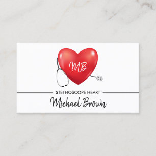 Stethoscope Heart Nurse Doctor qr code Business Card