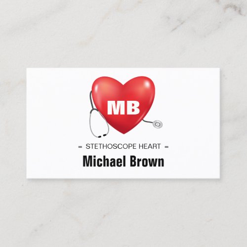 Stethoscope Heart Nurse Doctor qr code Business Card