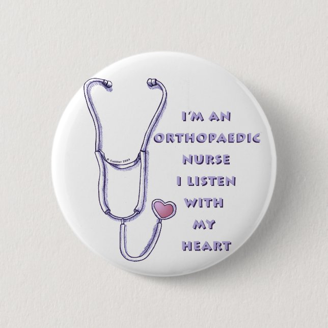 Stethoscope heart Orthopedic Nurse Pinback Button (Front)