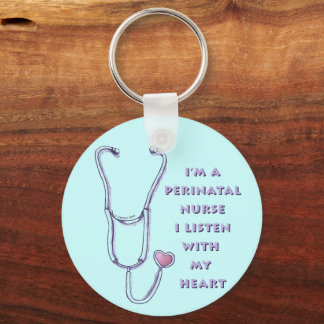 Stethoscope Heart Perinatal Nurse Keychain