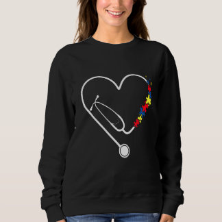 Stethoscope Heart Puzzle Nurse Autism Awareness Fu Sweatshirt