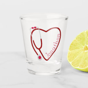 Stethoscope Heart Red Fun Nurse Medical Shot Glass