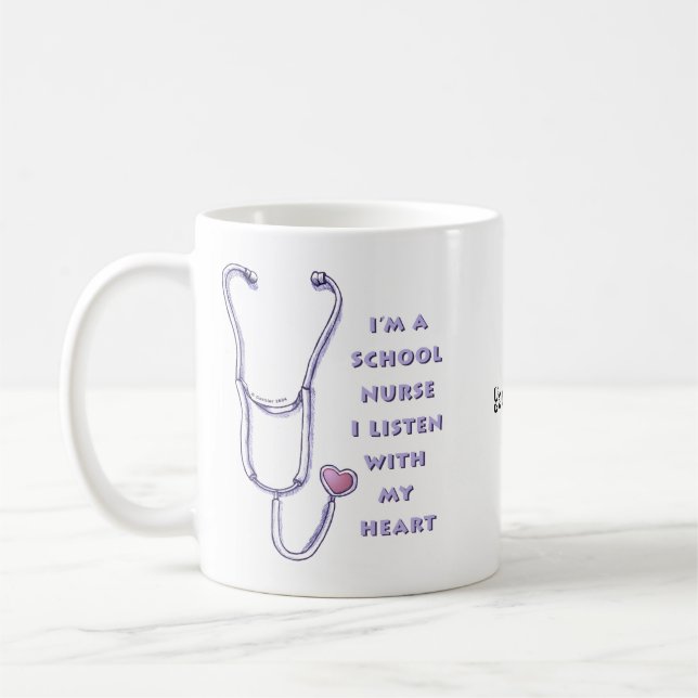 Stethoscope Heart School Nurse Coffee Mug (Left)
