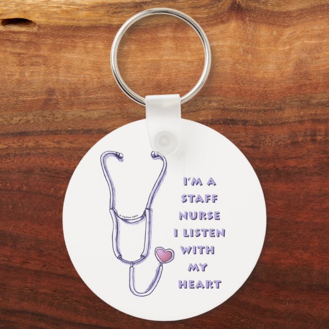 Stethoscope Heart Staff Nurse Keychain (Front)