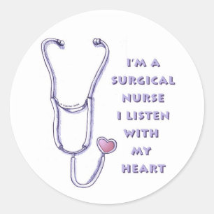 Stethoscope Heart Surgical Nurse Classic Round Sticker