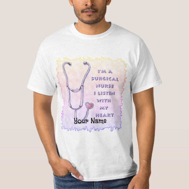 Stethoscope Heart Surgical Nurse T-Shirt (Front)