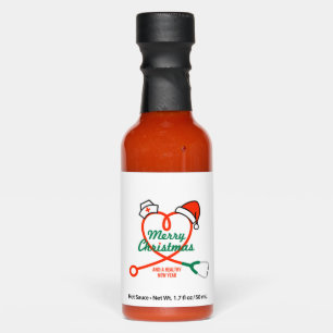 Stethoscope heart with Santa hat Hot Sauces