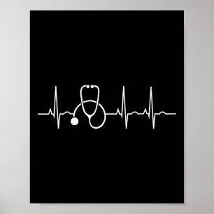 Stethoscope Heartbeat Ekg Nurse Medical Doctor Coo Poster