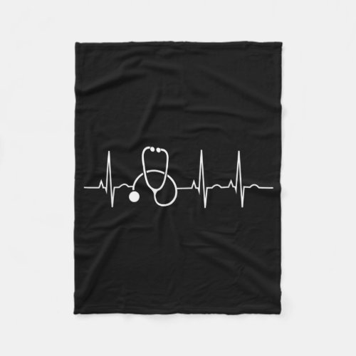 Stethoscope Heartbeat EKG Nurse Medical Doctor Fleece Blanket