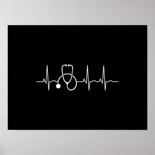 Stethoscope Heartbeat EKG Nurse Medical Doctor Poster