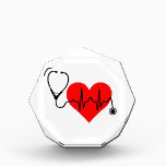 Stethoscope Heartbeat Heart Award<br><div class="desc">A stethoscope with cord forming heartbeat going through heart.</div>