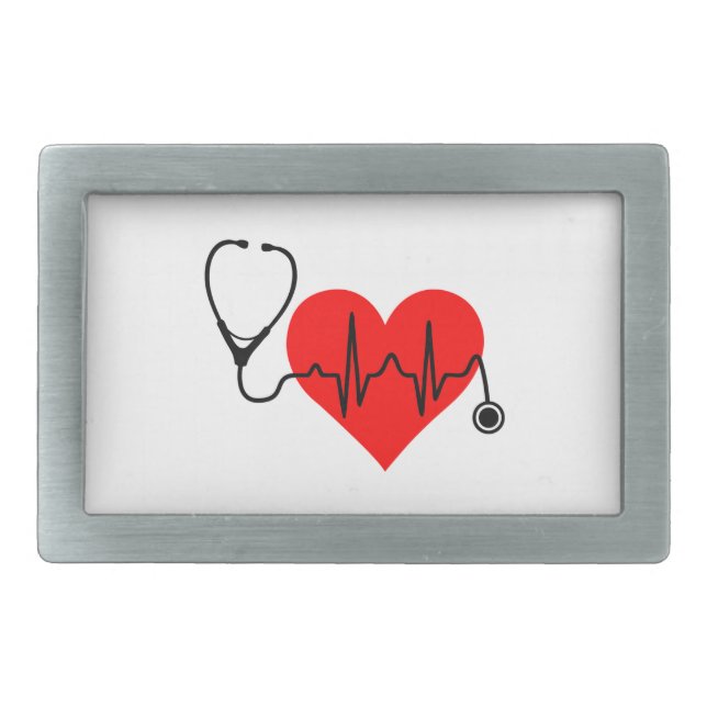 Stethoscope Heartbeat Heart Belt Buckle (Front)