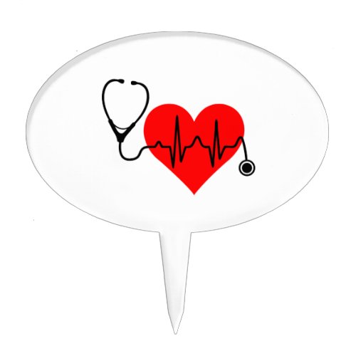 Stethoscope Heartbeat Heart Cake Topper