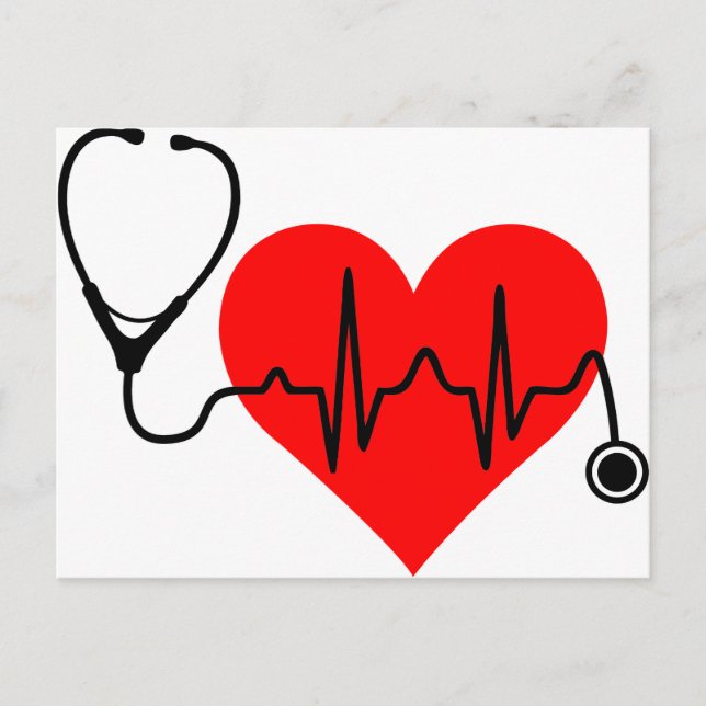 Stethoscope Heartbeat Heart Postcard (Front)
