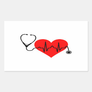 Stethoscope Heartbeat Heart Rectangular Sticker