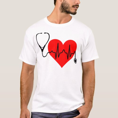 Stethoscope Heartbeat Heart T_Shirt