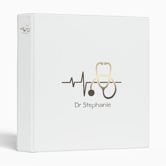 Stethoscope Heartbeat Medical 3 Ring Binder (Front/Spine)