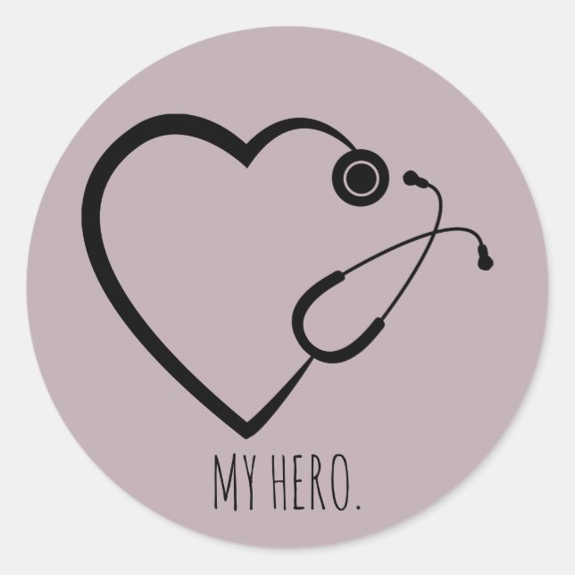 STETHOSCOPE HEARTBEAT NURSE RN DOCTOR HERO  CLASSIC ROUND STICKER (Front)